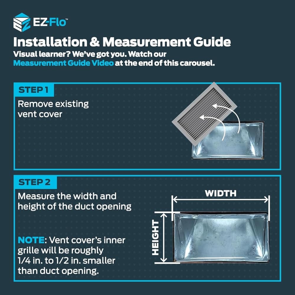 EZ-FLO 16 x 16 Inch (Duct Opening) Return Air Vent Cover for Wall or Ceiling, Solid Steel Return Air Grille, HVAC Vent Cover, White, 61641