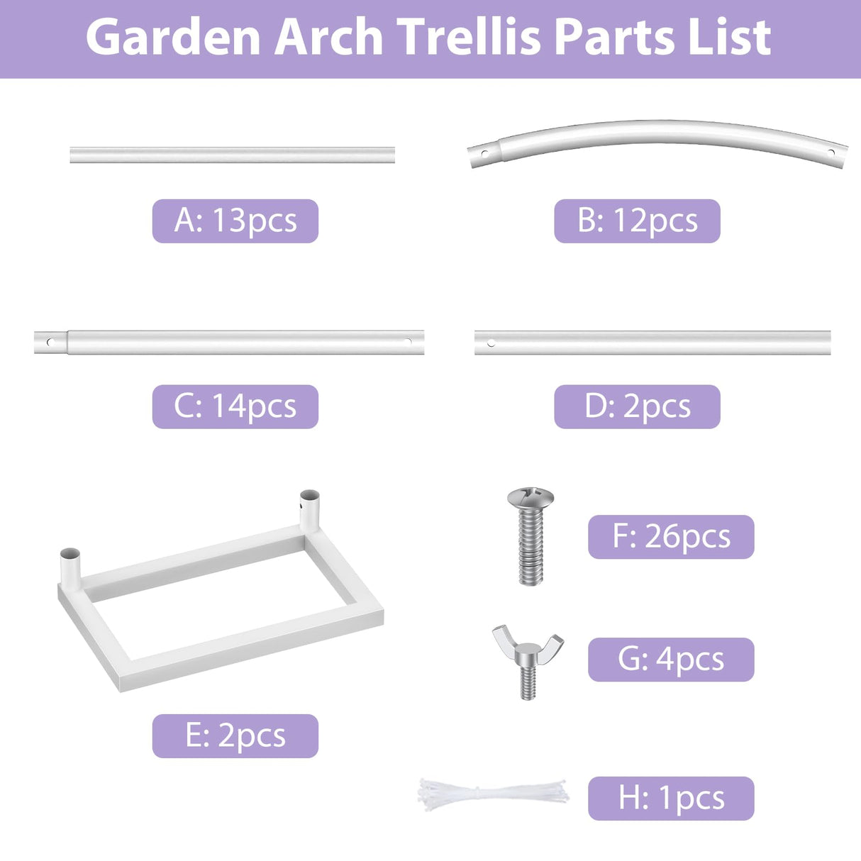 Sunexinlo Garden Arch Trellis with Base, 5.3'W x 7.6'H or 7.9'W x 6.3'H Wedding Arch, Metal Garden Trellis for Climbing Plants Outdoor Wedding Christmas Bridal Party Decoration, White