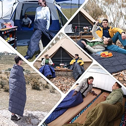 KingCamp Down Camping Blanket - Lightweight, Multifunctional Quilt for Camping with Snap Button, Portable for Stadium, Travel, Airplane, Picnic, Indoor & Outdoor, Provides Warmth