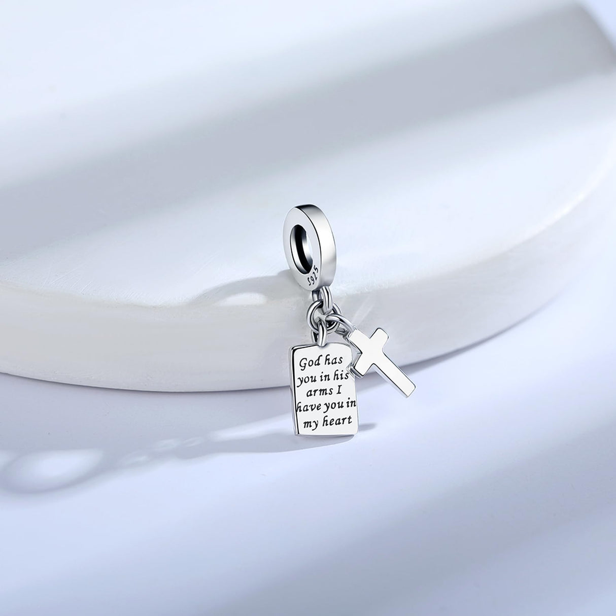 925 Sterling Silver Charms Fit Pandora Charms Bracelet God Has You In His Arms I Have You In My Heart Fit Wife Daughter Mother's Day Christmas Birthday Gift