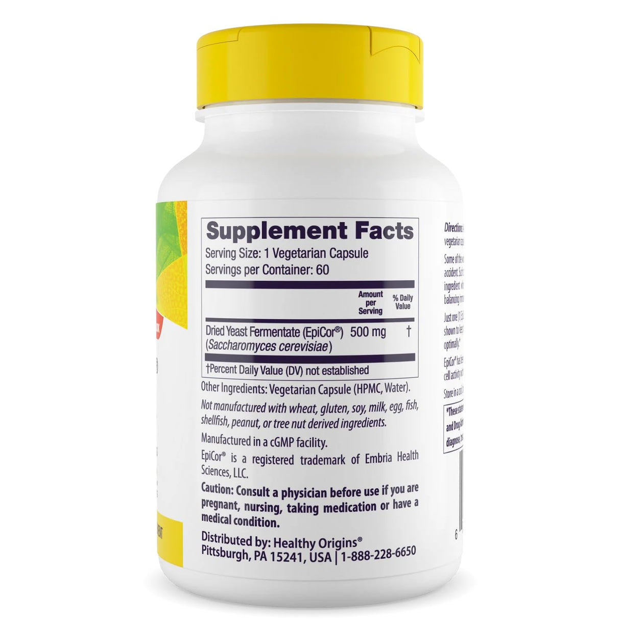 Healthy Origins EpiCor 500 mg (Immune Support, Non-GMO, Gluten Free), 60 Veggie Capsules