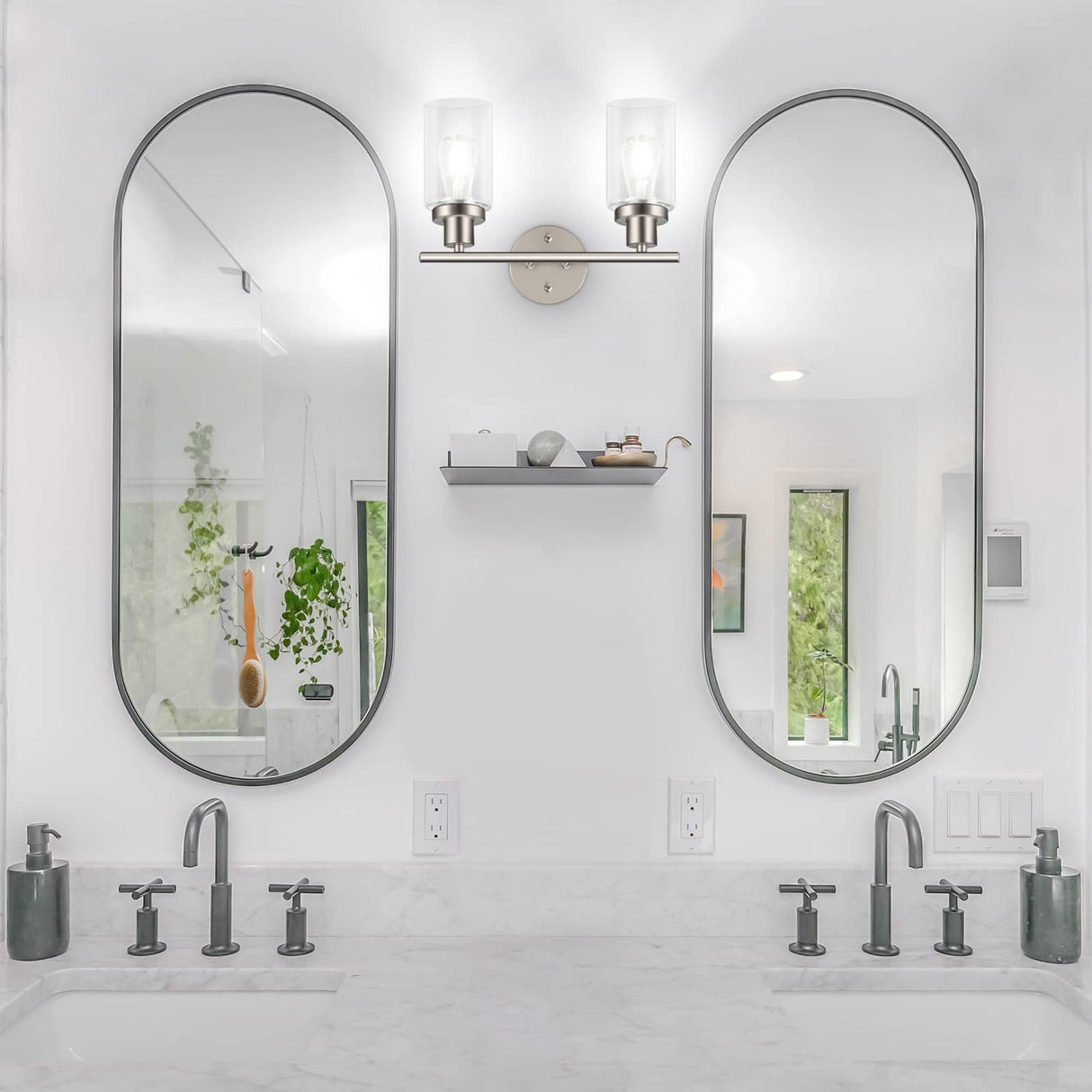Unicozin 3 Light Bathroom Light Fixtures, Modern Vanity Lights with Milky Glass Shade, Brushed Nickel Wall Lamp Over Mirror for Bathroom, Living Room, Cabinet, Bedroom, E26 Base