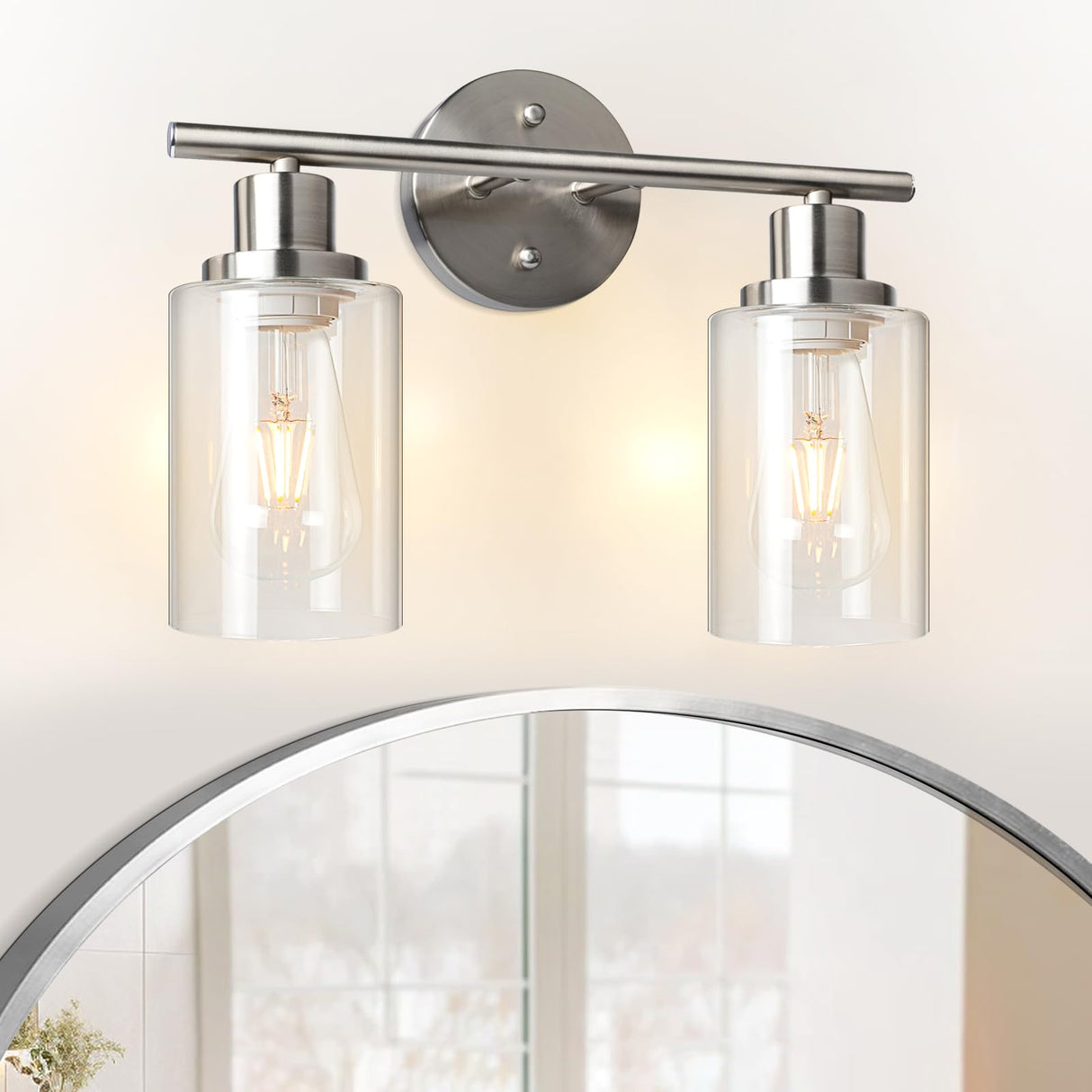 Unicozin 3 Light Bathroom Light Fixtures, Modern Vanity Lights with Milky Glass Shade, Brushed Nickel Wall Lamp Over Mirror for Bathroom, Living Room, Cabinet, Bedroom, E26 Base