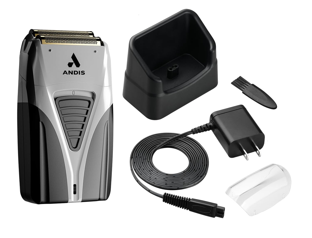 Andis TS-2 17255 Pro Foil Lithium Titanium Foil Shaver, Cord/Cordless, Smooth Shaving Cordless Shaver with Charger, Black