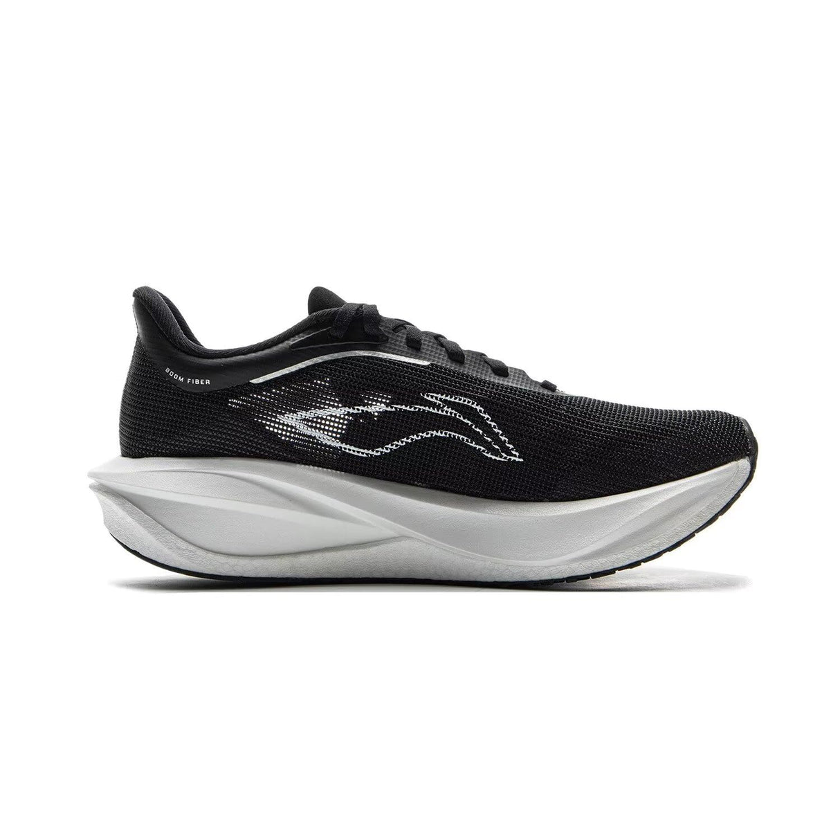 LI-NING FEIDIAN 5 Challenger Women's Running Shoes Boom Fiber Lightweight Breathable Non-Slip Racing Sneakers Black/Standard White US 6