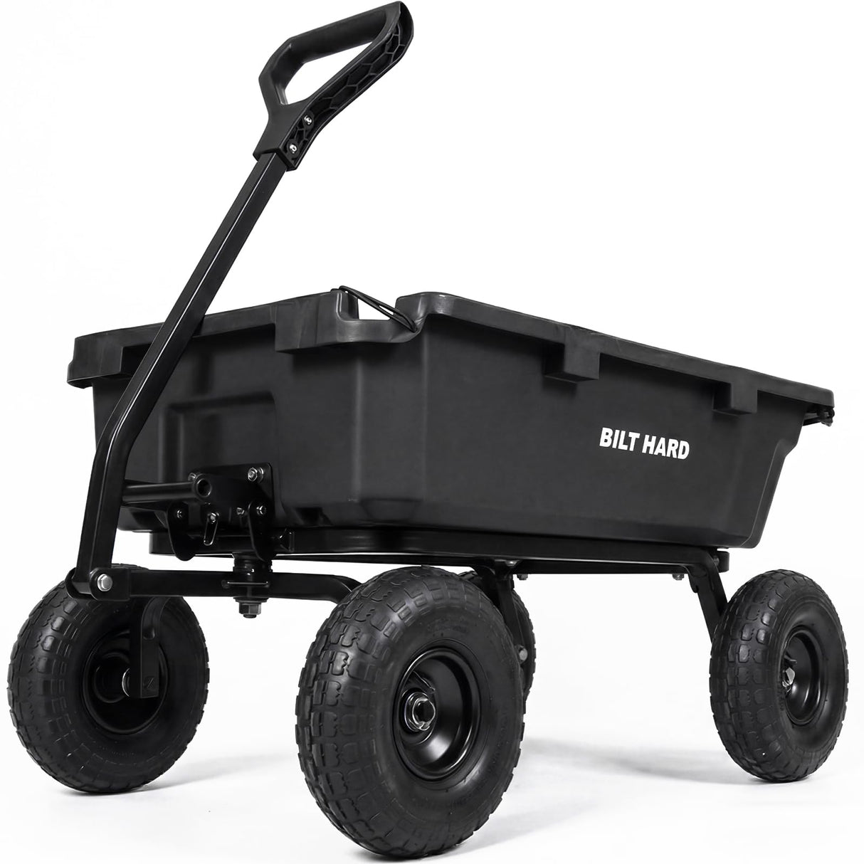 BILT HARD 900 lbs Poly Garden Dump Cart, 5 Cu.Ft Wheelbarrow Cart with 10" All Terrain Wheels & Quick-Release System, Heavy Duty Utility Wagon for Yard, Farm & Garden