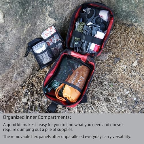 First Aid Kit,Survival Gear Outdoor Tactical Gear Set Military Grade Molle System for Camper Travel Hunting Hiking and Adventures(RED)