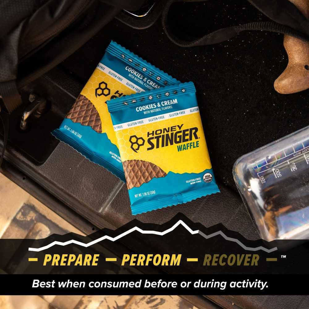 Honey Stinger Organic Gluten Free Cookies & Cream Waffle, Energy Stroopwafel for Exercise, Endurance and Performance, Sports Nutrition for Home & Gym, Pre & During Workout, 16 Waffles, 16.96 Ounce