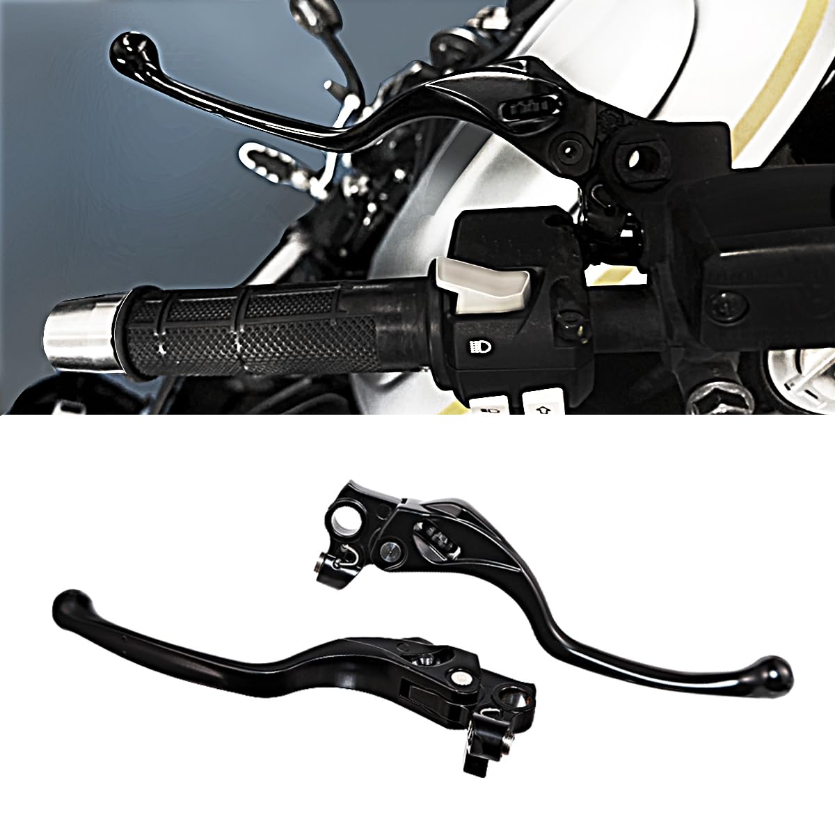 Rudyness Motorcycle Black Brake Clutch Levers Compatible for Ducati Scrambler 800 1100 by Hydraulic 2018-2023