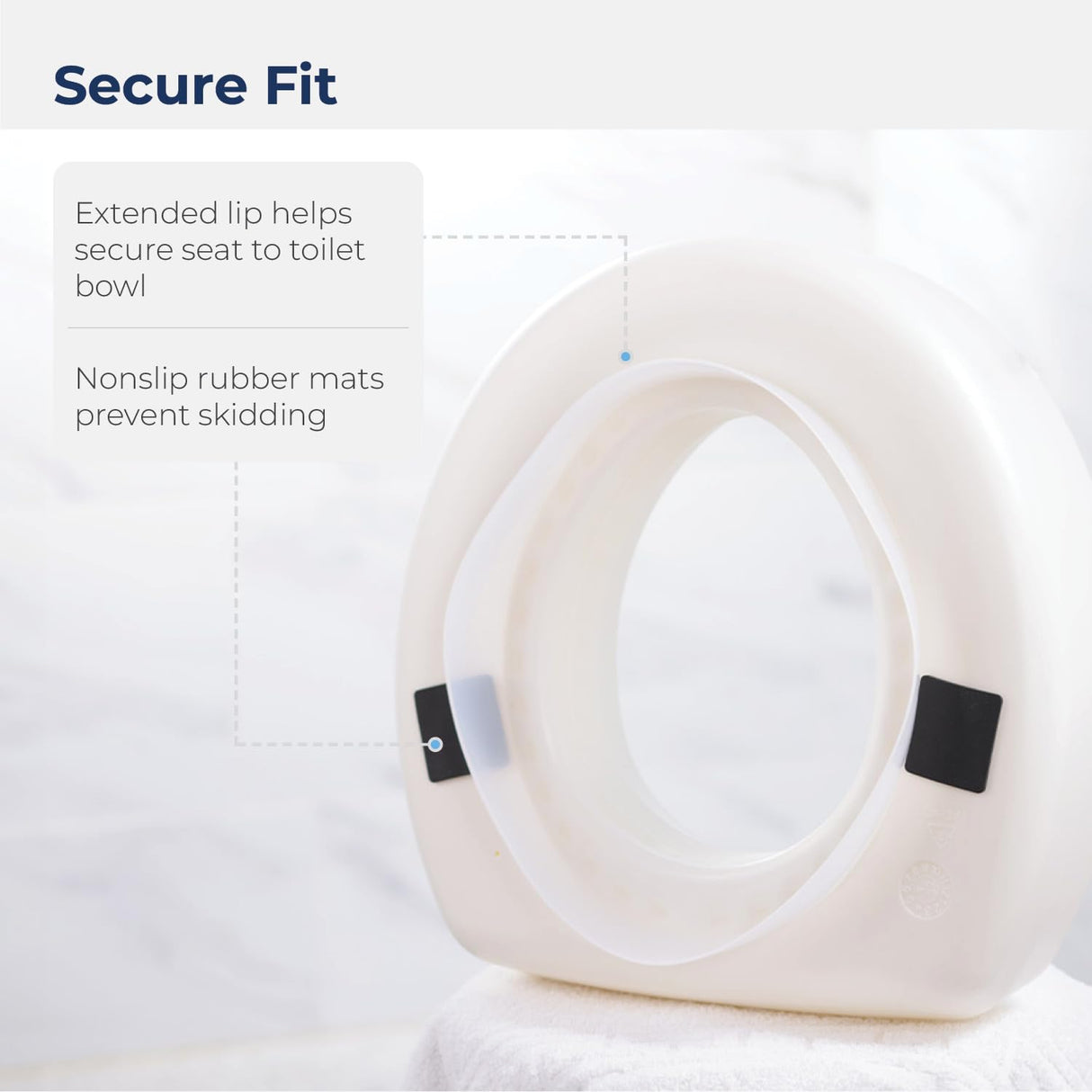 AquaSense 770-610 4 Inch Portable Raised Toilet Seat Riser, Elevated Toilet Seat for Seniors