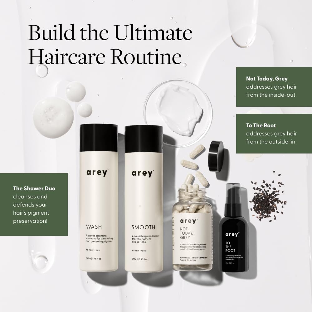 Arey To The Root™ Serum | Slows Grey Hair Growth and Preserves Pigment While Promoting Healthier Hair and Adding Volume | Dermatologist-Tested, Vegan, Oil-Free, Scent-Free Formula (1 Month Supply)