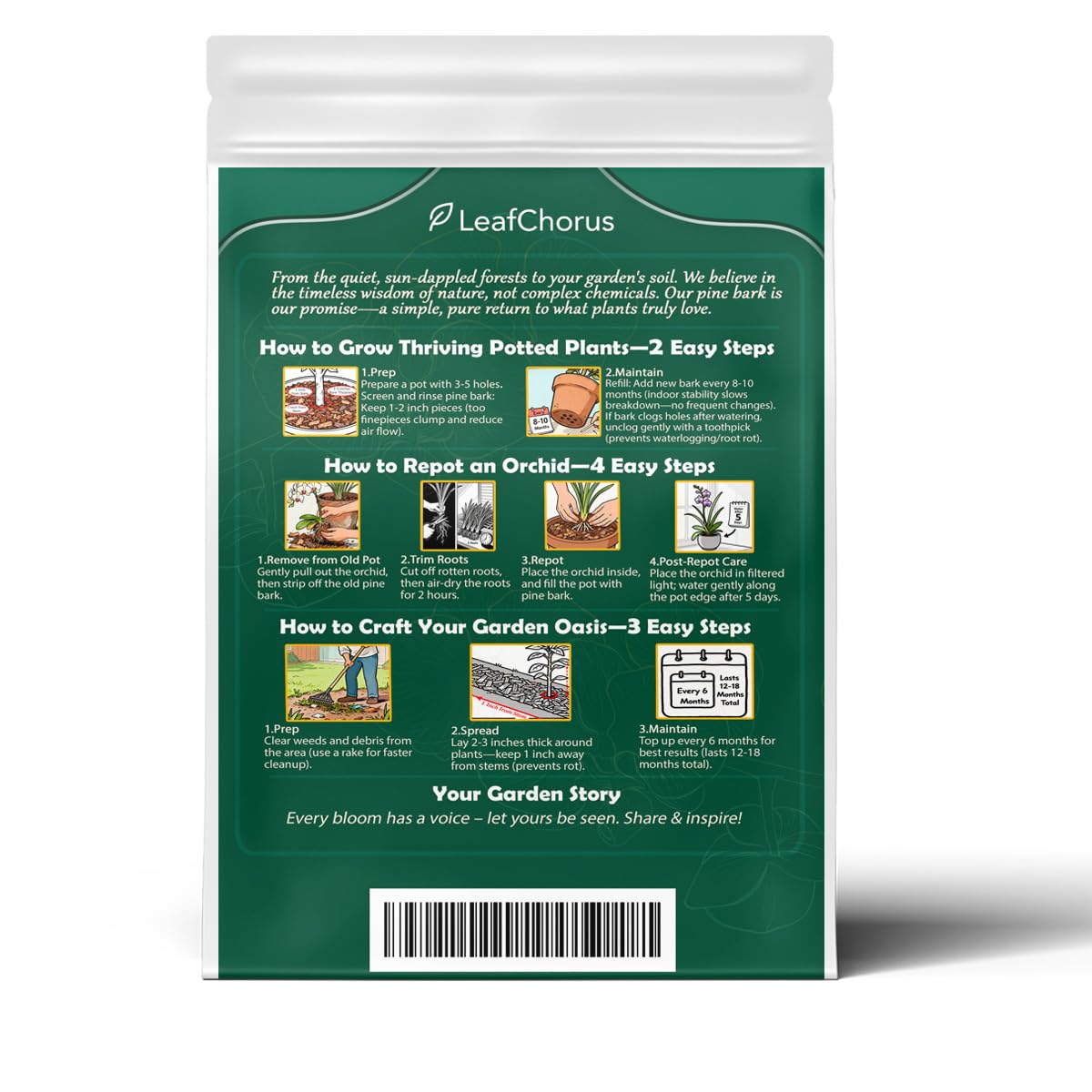 Orchid Potting Bark, Natural Pine Bark Chips 8–18mm, Low Fines Screened, Fast Drainage & Root Aeration, 4 Quarts