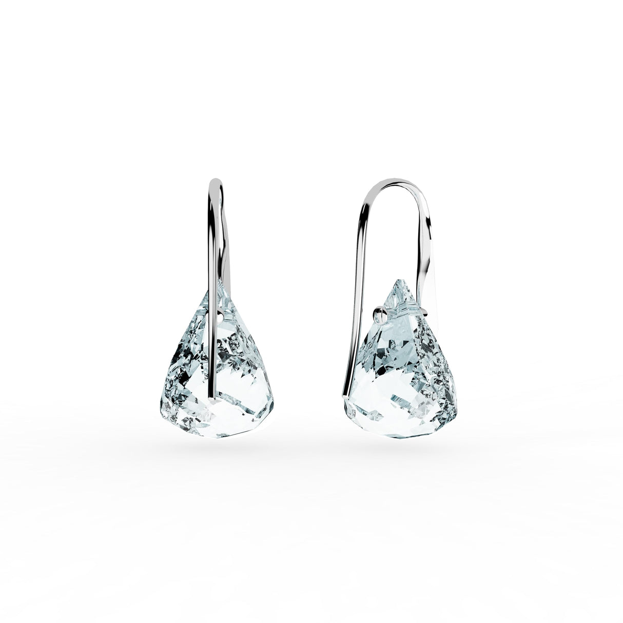 Swarovski Lunar drop earrings, Blue, Rhodium finish