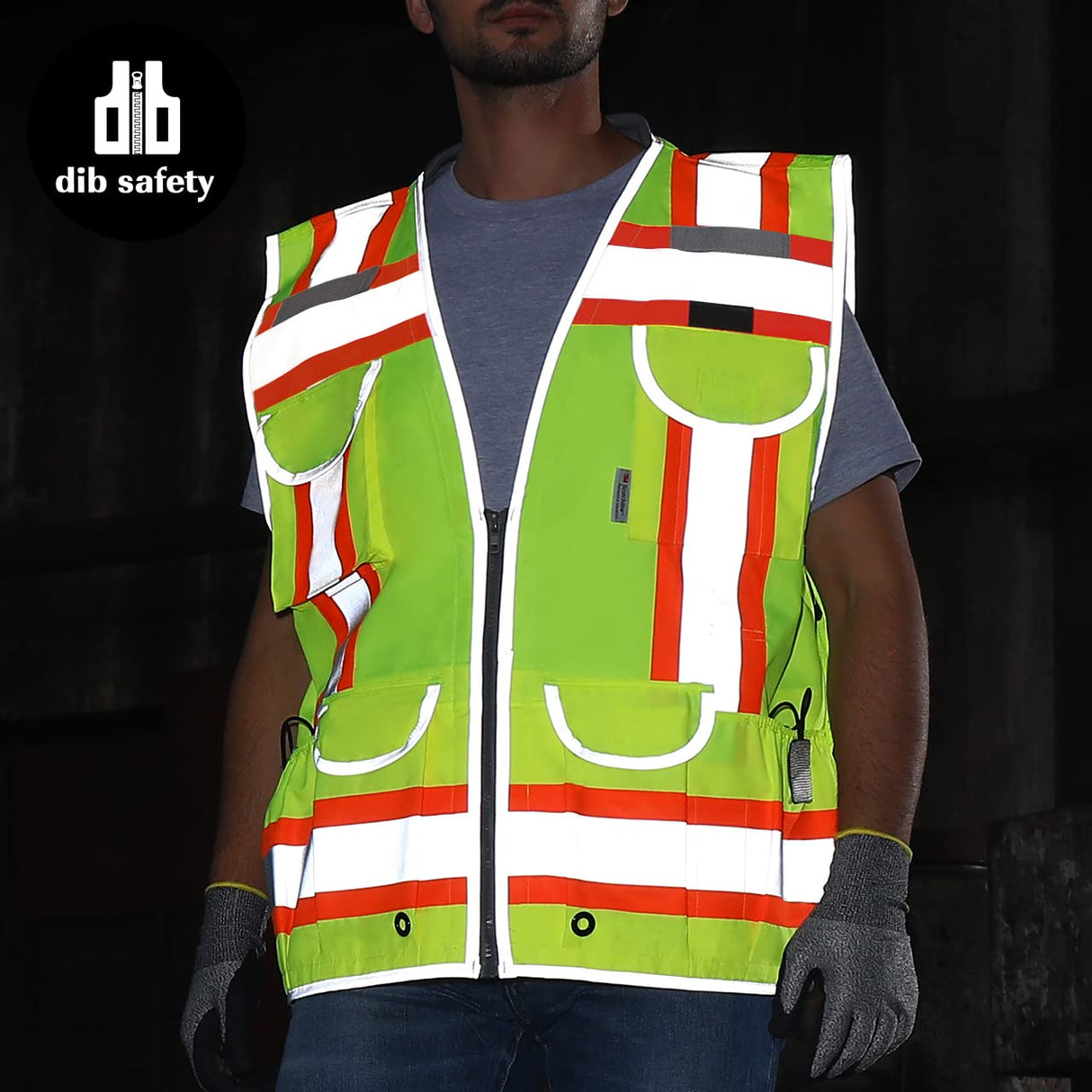 Dib Safety Reflective Vest Heavy Duty, High Visibility Two Tone Engineer Vest, Padded Collar, Retractable ID Pocket, Made with 3M Reflective Tape, Yellow 3XL