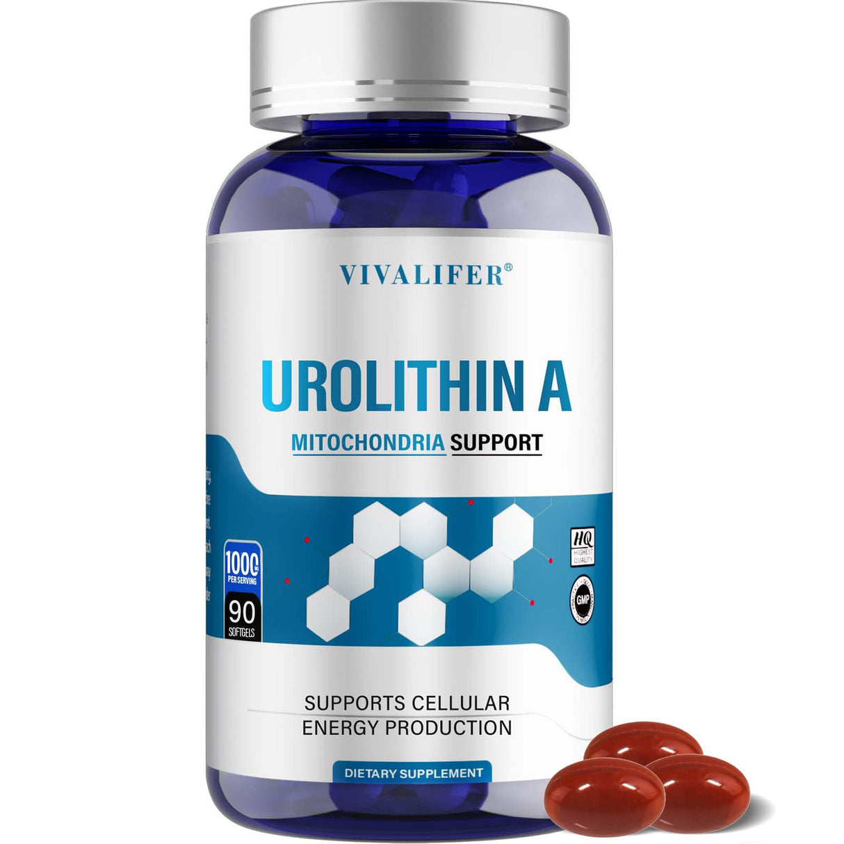 DQQI 1000 MG Urolithin A Supplement, 90 Softgels Powerful Antioxidants for Healthy Aging and Mitochondrial Support, Cell Repair