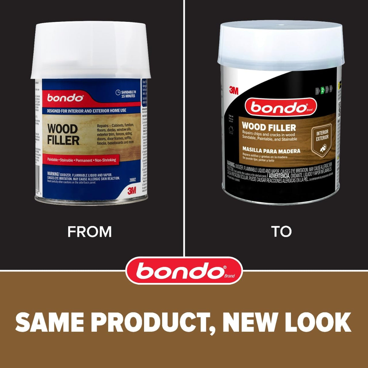 3M Bondo Wood Filler 30 oz (850.49 g) with Bondo Cream Hardner 0.5 oz (14g), Repairs Chips and Cracks in Wood, Sandable, Paintable, and Stainable (WF-QT-ES)