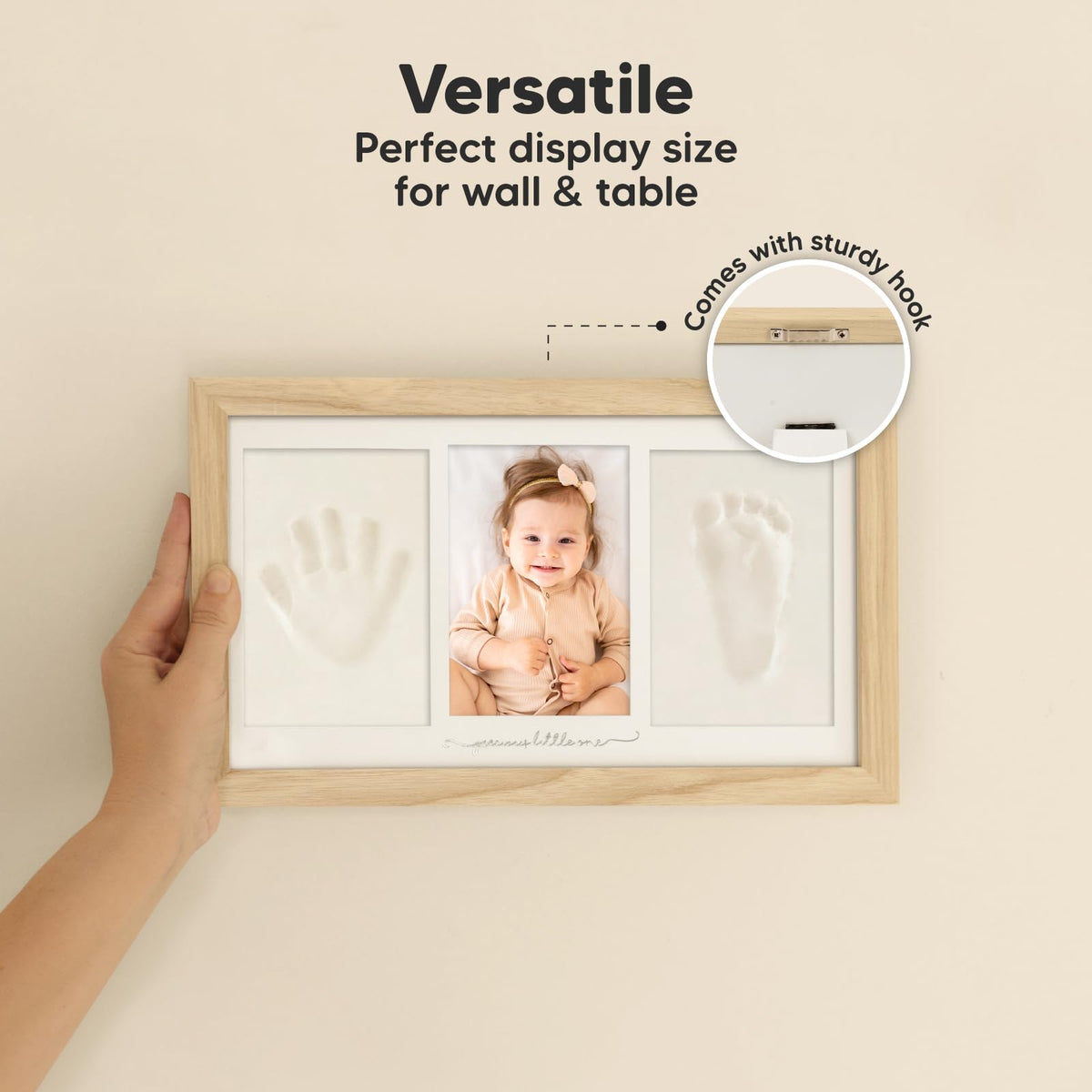 KeaBabies Baby Hand and Footprint Kit, Clay Keepsake Frame (Ash Wood)