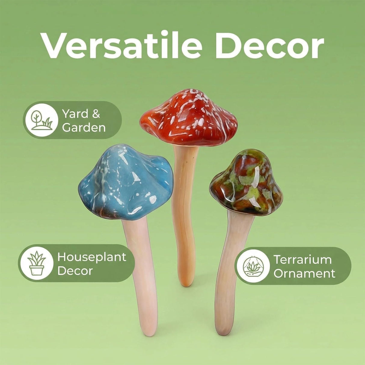 csjzzt 10 Pack Ceramic Garden Mushrooms, Garden Decor,Lawn Ornament Decor Mushrooms for Fairy Garden, Patio, Indoor Plant Pots, 4.7" Tall Pottery Mushroom Statues (10)