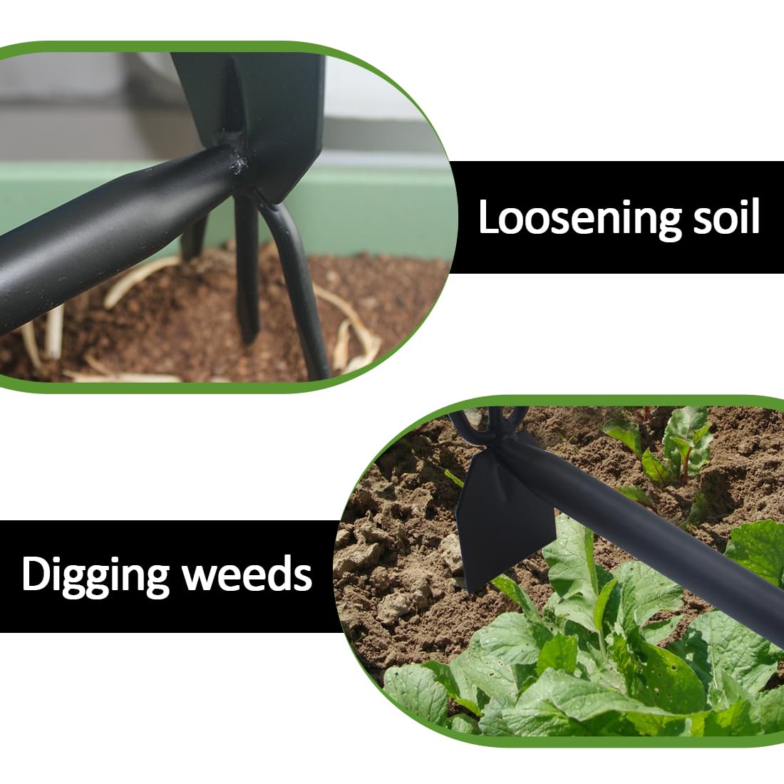 Garden Hoe and Cultivator, Long Heavy Duty Hand Hoe with Tiller, 2 Section Handle, Carbon Steel Blade, Cultivator Hoe Garden Tools for Loosening Soil, Digging