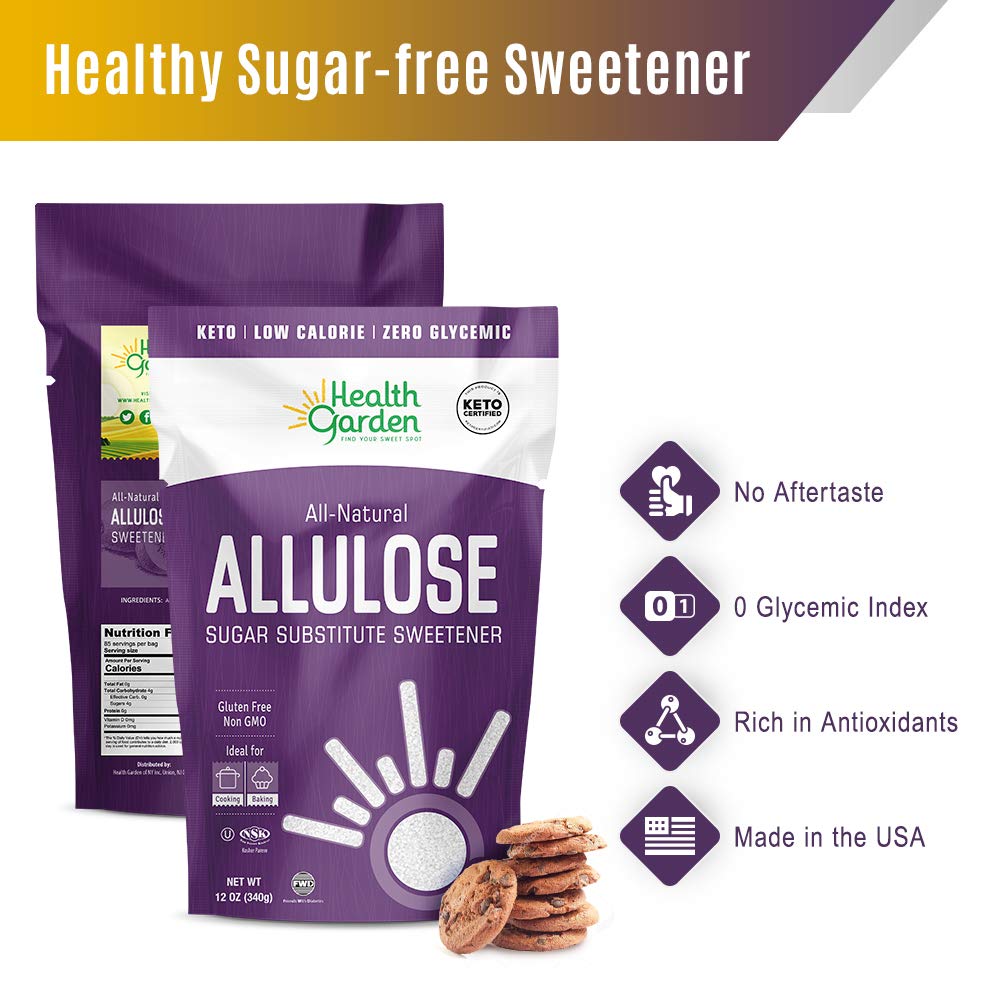 Health Garden Allulose Sweetener - Gluten and Sugar Free - Zero Net Carb - Non GMO - Kosher - Keto Friendly (14 OZ)