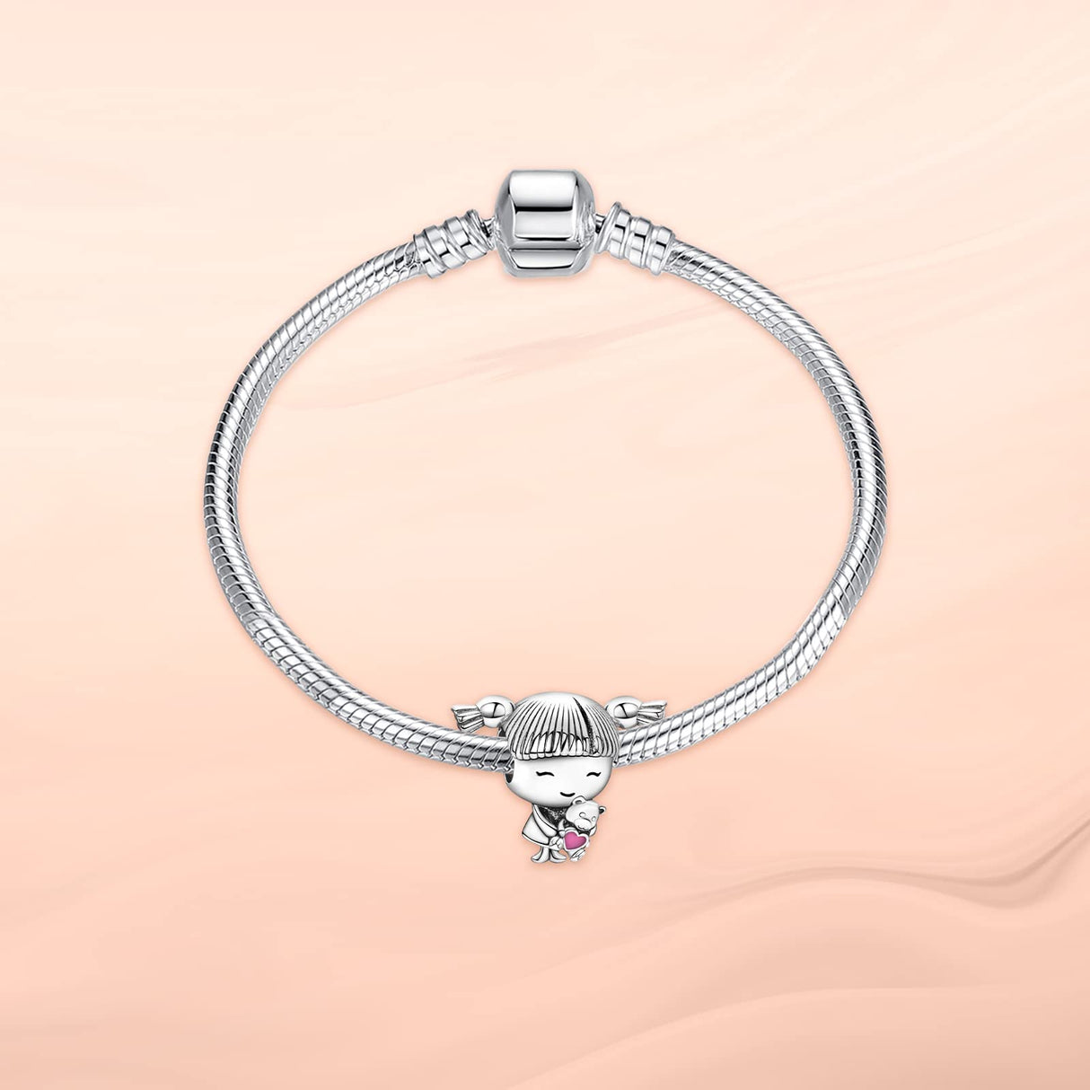 Annmors Baby Girl Bead Charm 925 Sterling Silver for Women Bracelet & Necklace Gifts for New Mom