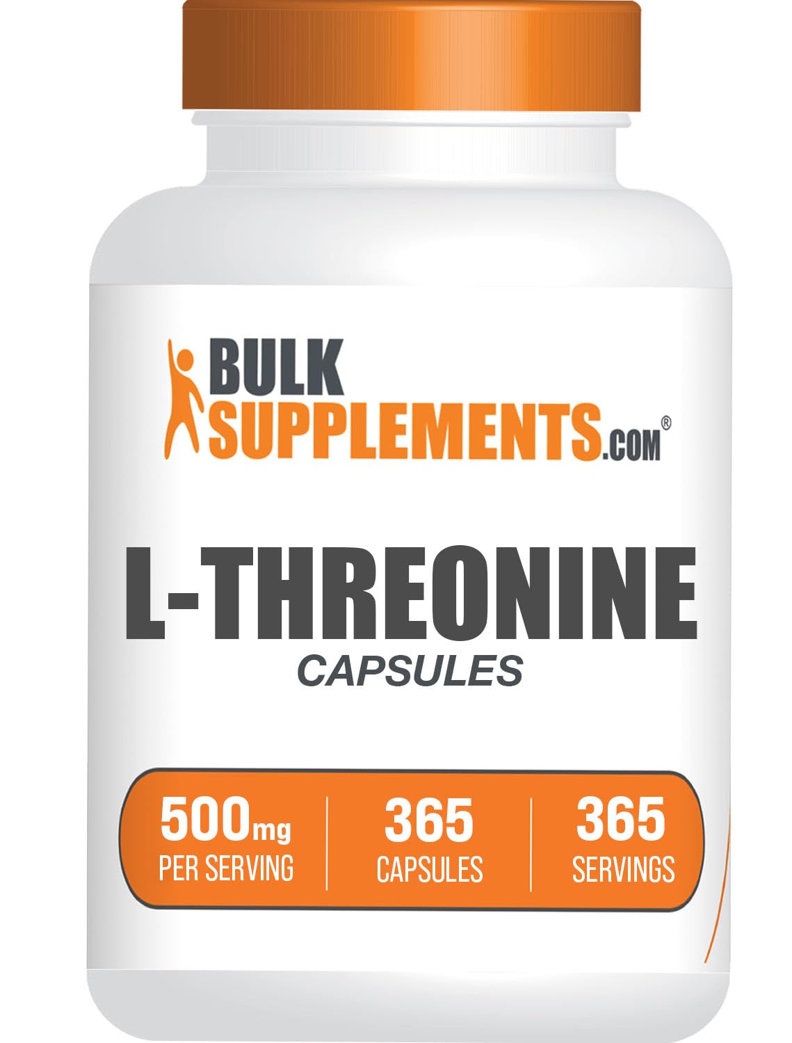BulkSupplements.com L-Threonine Capsules - L-Threonine Supplement, Threonine 500mg - Amino Acid Supplement, Gluten Free, 1 Capsule per Serving, 365 Capsules (Pack of 1)