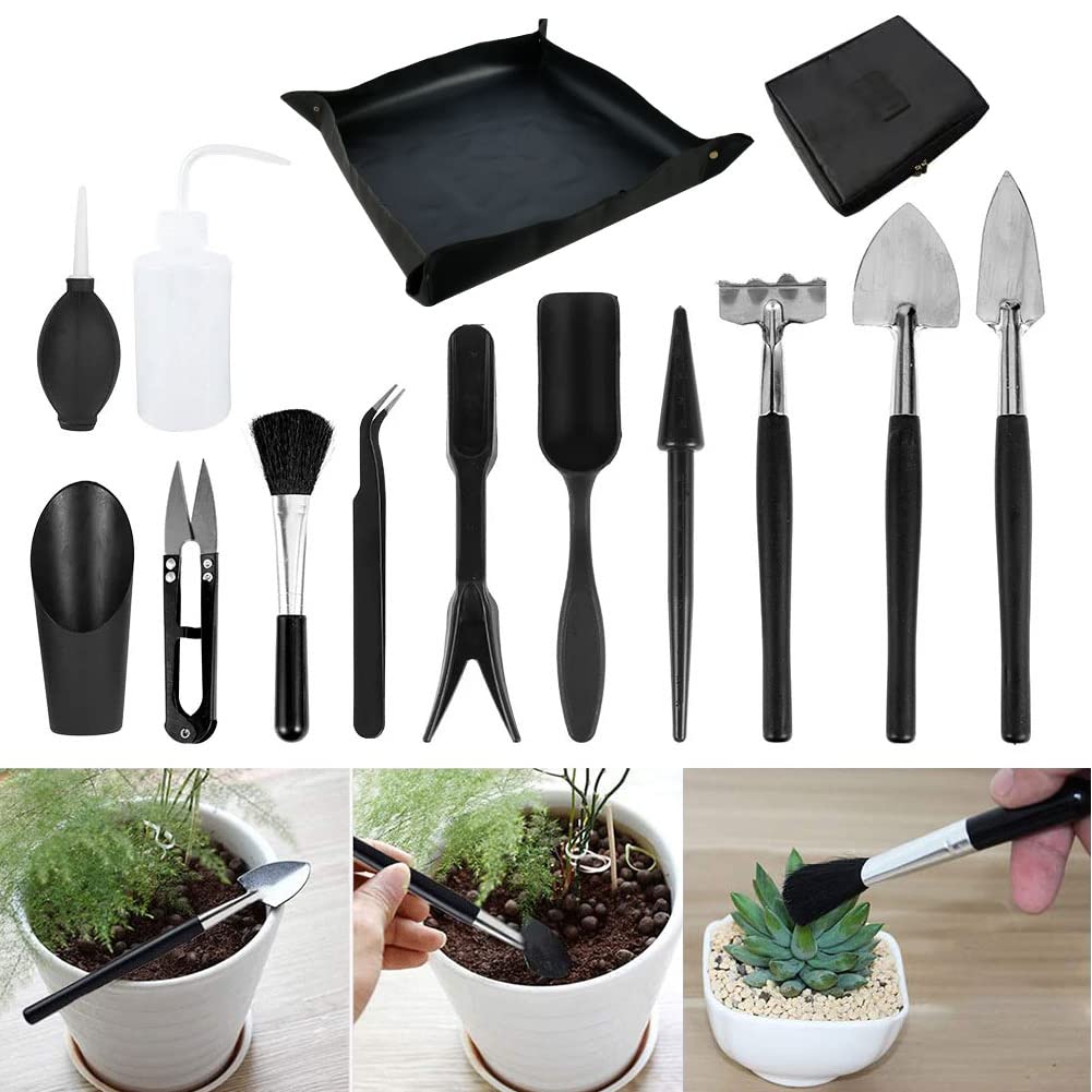 15 Pieces Succulent Plants Tools - Plant Repotting Mat and Storage Bag,Mini Garden Transplanting Tools for Indoor Outdoor Miniature Fairy Flower Plant Care