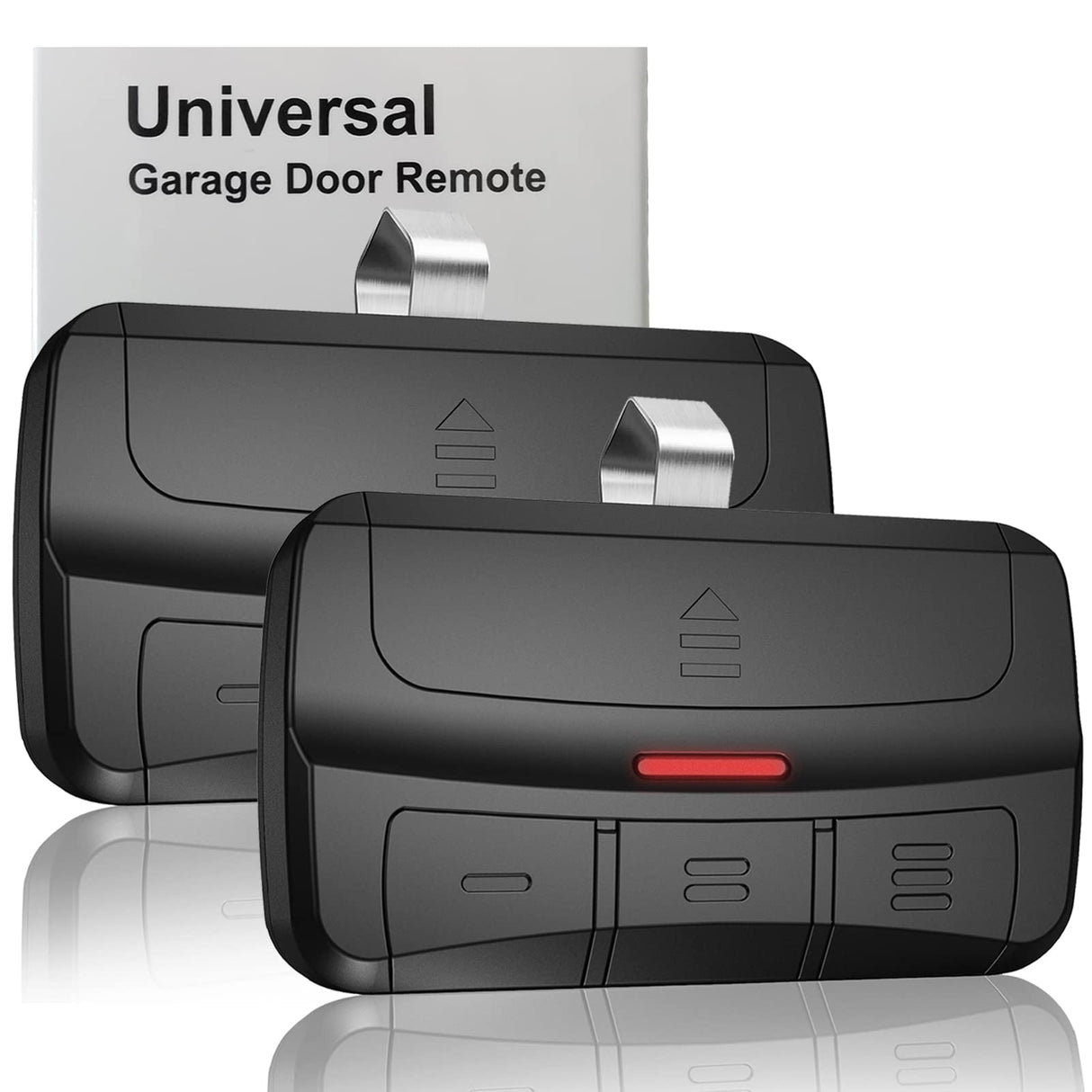 Universal Garage Door Opener Remote Compatible with LiftMaster Chamberlain Genie Craftsman Linear Wayne Dalton Overhead Garage Door Opener has Learn Button or Dip Switch (2 Pack)