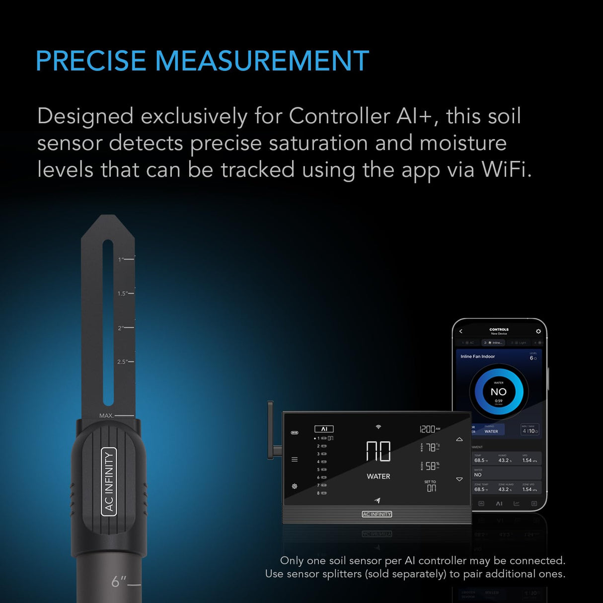 AC Infinity Soil Sensor Probe Exclusively for AI Controllers