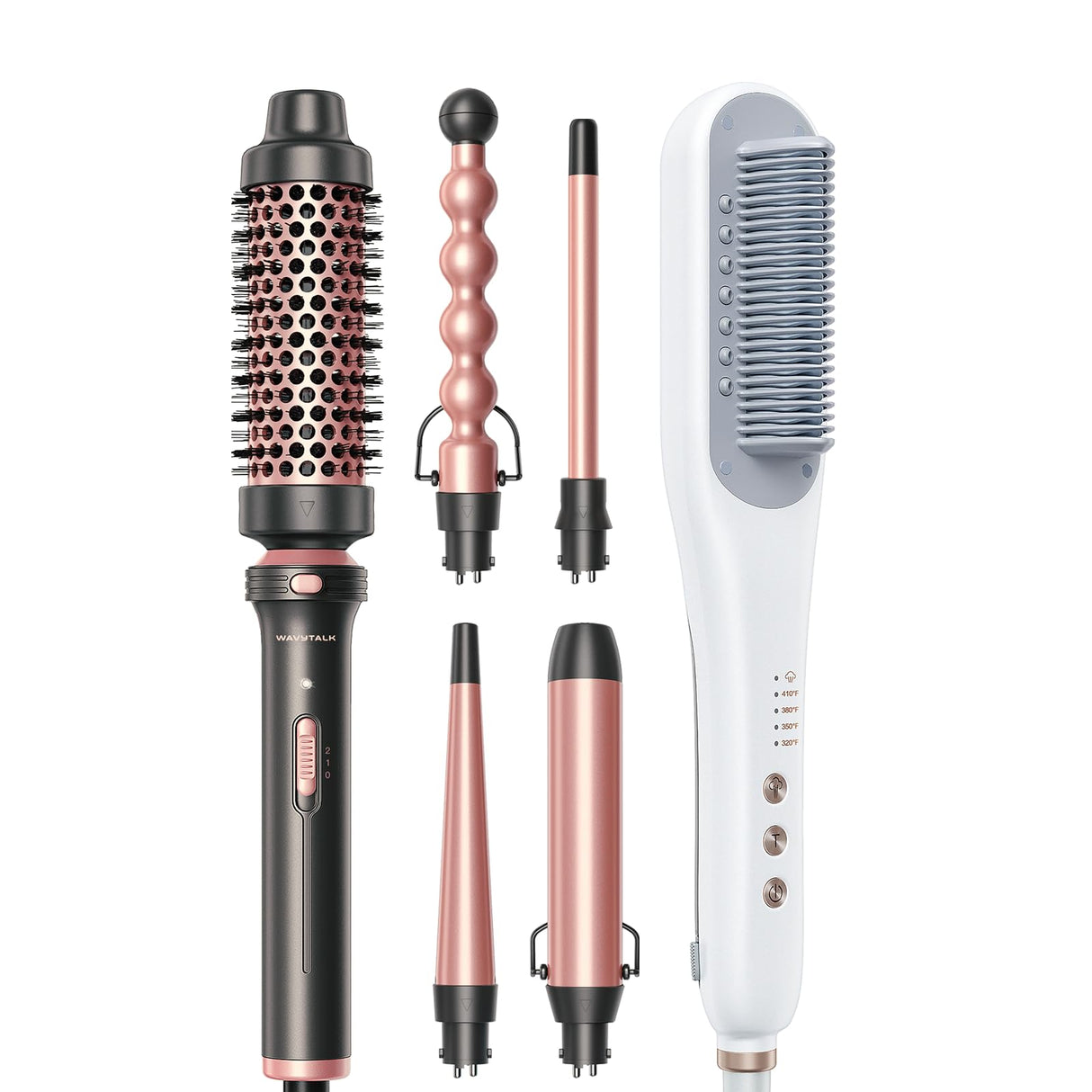 Wavytalk Steamline Pro Steam Straightener Brush and Multi Curl 5 in 1 Curling Wand Set