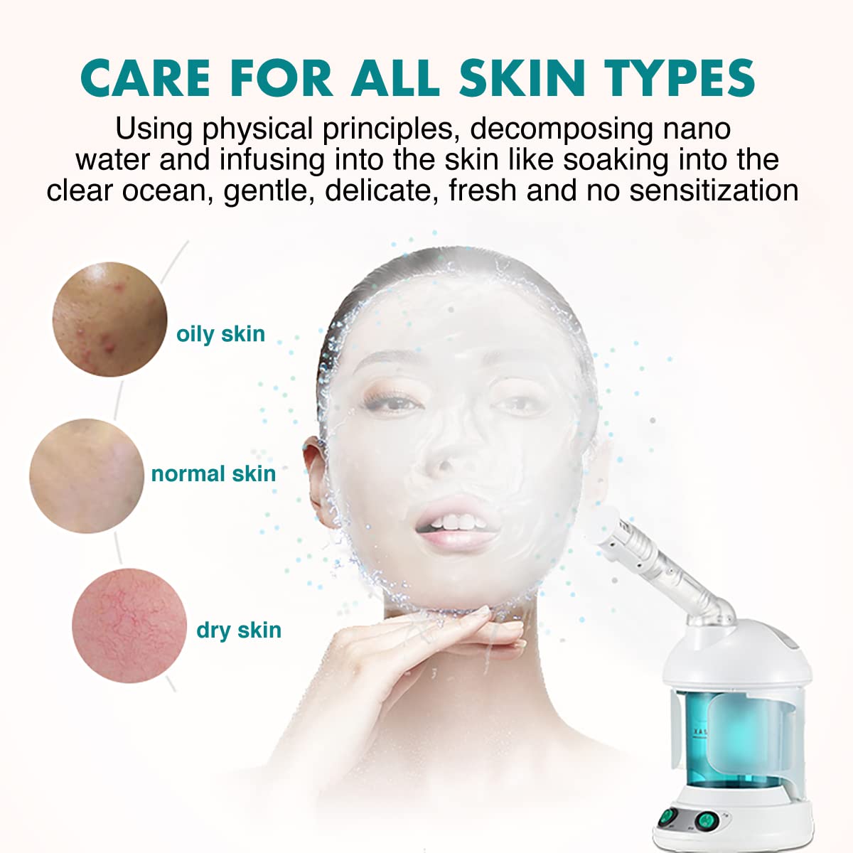 DENFANY Hair Steamer, 2 in 1 Hair and Face Steamer for Natural Hair with UV Ozone, Face Steamer Hair Humidifier Moisturising Hydration System Sprayer for Personal Care Use at Home and Salon