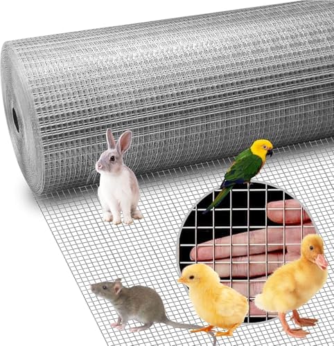 AMAGABELI GARDEN & HOME Hardware Cloth 1/2 inch 48 x 100 ft Galvanized 19 Gauge Chicken Wire Fence Welded Wire Fencing Mesh Roll Gopher Wire Rabbit Wire Snake Fence Poultry Netting Cage Screen JW008