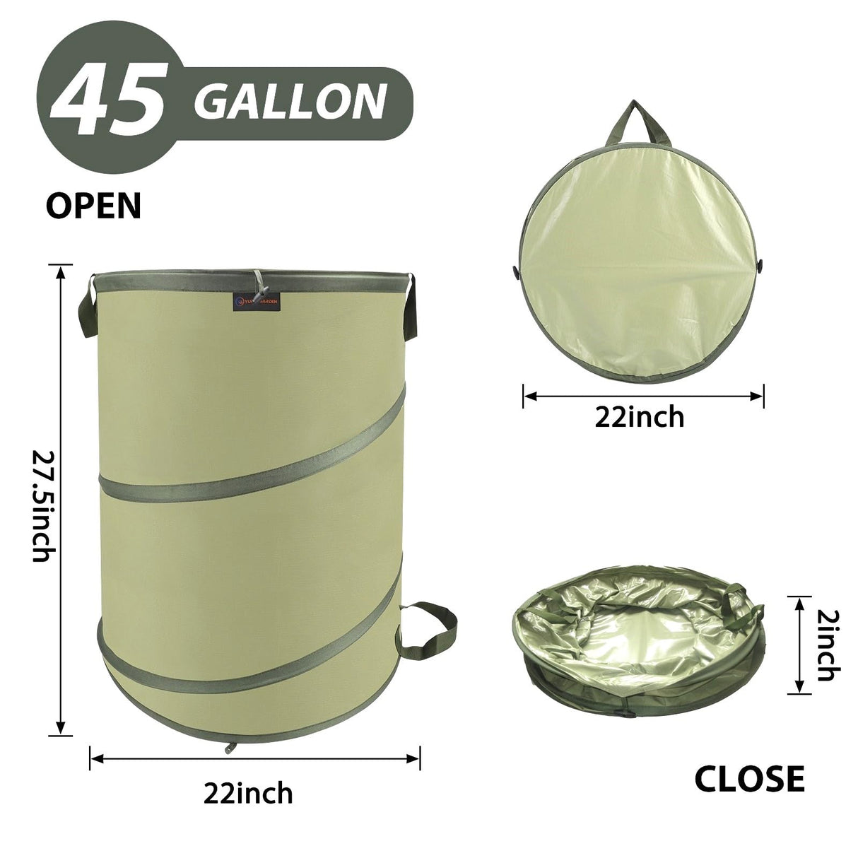 YUDI & GARDEN 45 Gallon Collapsible Garden Bag