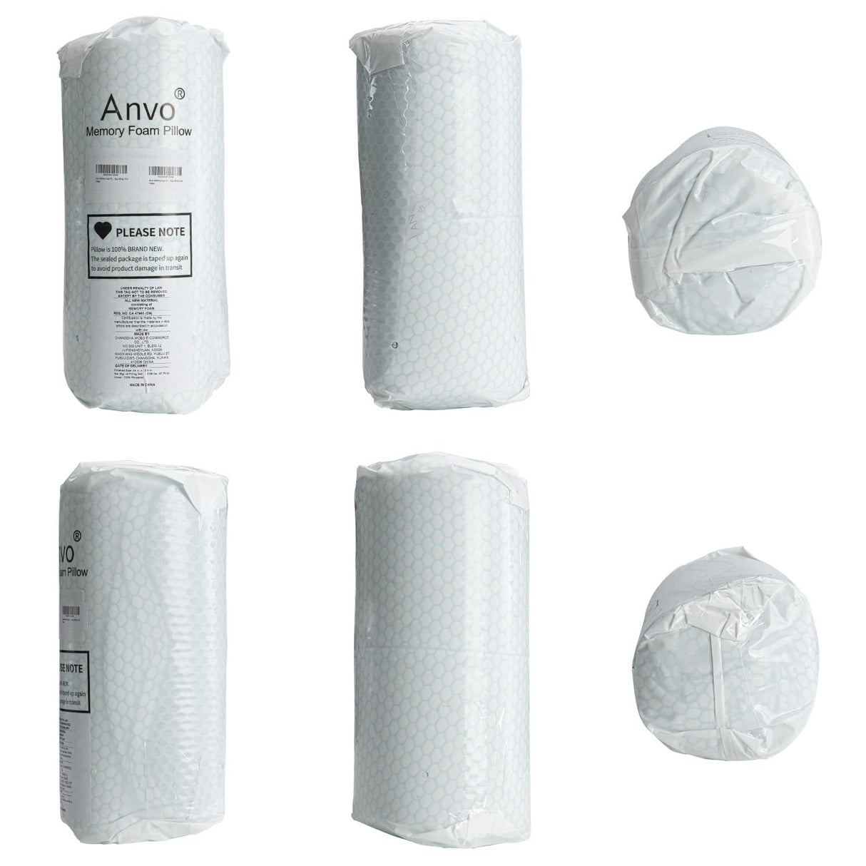 Anvo Memory Foam Pillow, Neck Contour Cervical Orthopedic Bed Pillow for Sleeping Side Back Stomach Sleeper, Ergonomic Design for Neck and Shoulder Pain Relief, Blue White, Firm