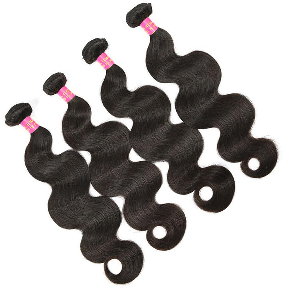 Human Hair Bundles 20 22 24 26 Inch 14A Body Wave Bundles Human Hair 100% Unprocessed Brazilian Virgin Hair 4 Bundles Human Hair Body Wave Human Hair Extensions Bundles Human Hair Natural Black