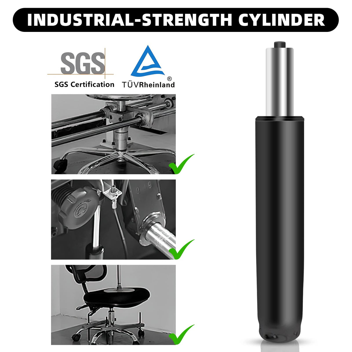 5.5 inch Office Chair Gas Lift Cylinder- Replacement Parts,Universal Size Fits Most Chairs,Heavy Duty Gas Lift Hydraulic/Pneumatic Piston (Black)