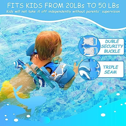 Chriffer Kids Swim Vest Life Jacket for 22-66 Pounds Boys and Girls, Toddler Floaties with Shoulder Harness Arm Wings for 2,3,4,5,6,7 Years Old Baby