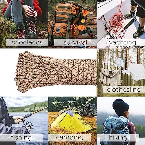 TECEUM 5/32" Paracord Rope 1000 – 1000ft / 200ft / 100ft / 50ft – Tactical Parachute Cord 4mm – 45+ Colors – Nylon String for Survival & Camping Gear – Stripe Cord for Survival – Utility Rope