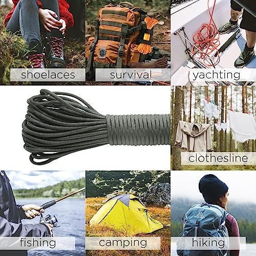TECEUM 5/32" Paracord Rope 1000 – 1000ft / 200ft / 100ft / 50ft – Tactical Parachute Cord 4mm – 45+ Colors – Nylon String for Survival & Camping Gear – Stripe Cord for Survival – Utility Rope