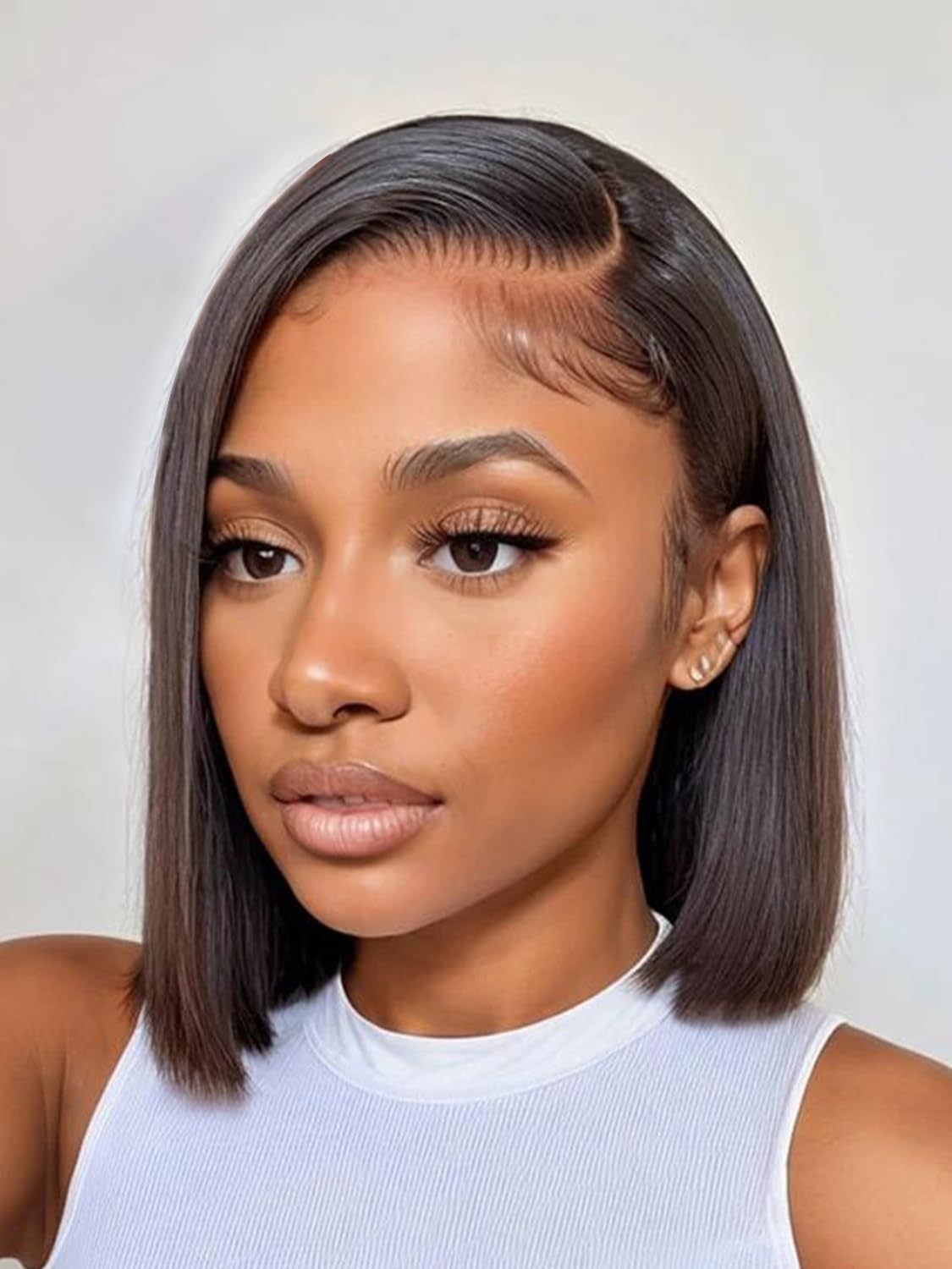 Ashart 10 Inch Bob Straight Side Part 7x5 Wear and Go Glueless Wigs Human Hair Pre Cut Pre Plucked Pre Bleached HD Lace Front Bob Wig Human Hair 180% Density Short Straight Bob Wigs for Black Women