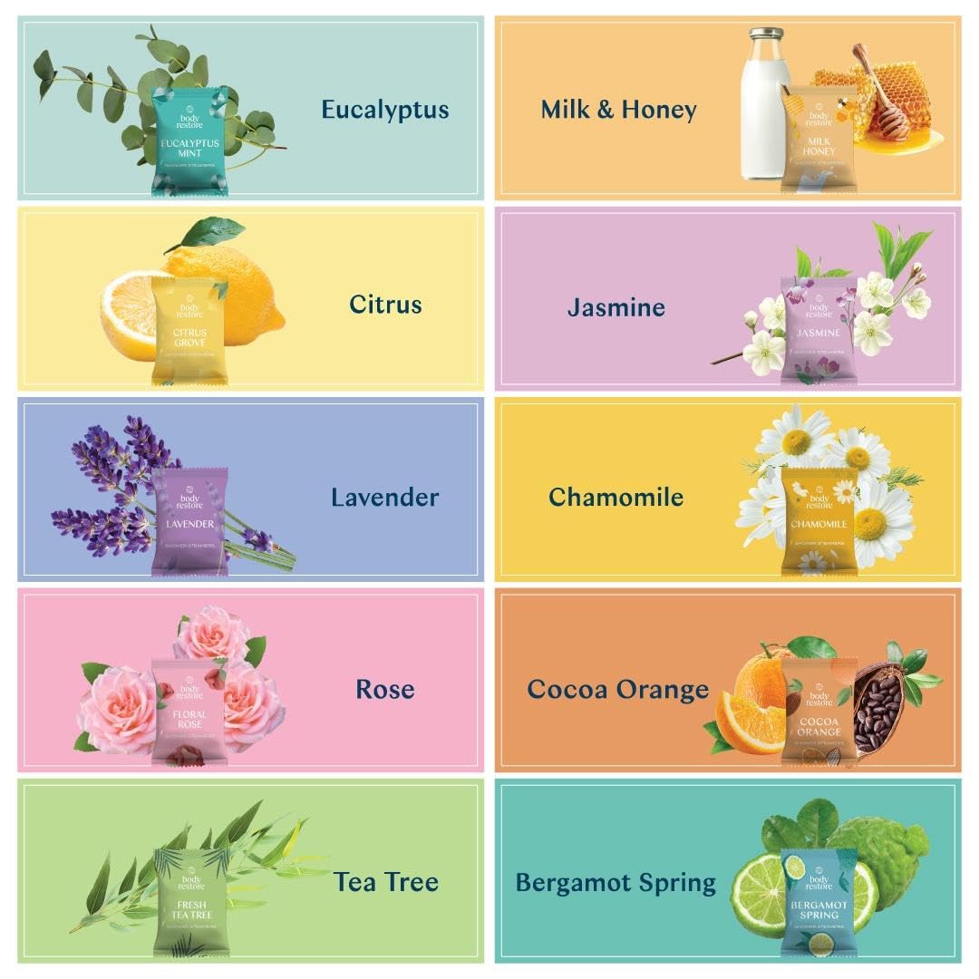 Body Restore Shower Steamers Aromatherapy 30 Pack - Mothers Day Gifts for Mom, Grandma, Birthday Gift for Dad, Daughter, Best Friend, Travel Essentials, Stress Relief, Self Care - Collector’s Box