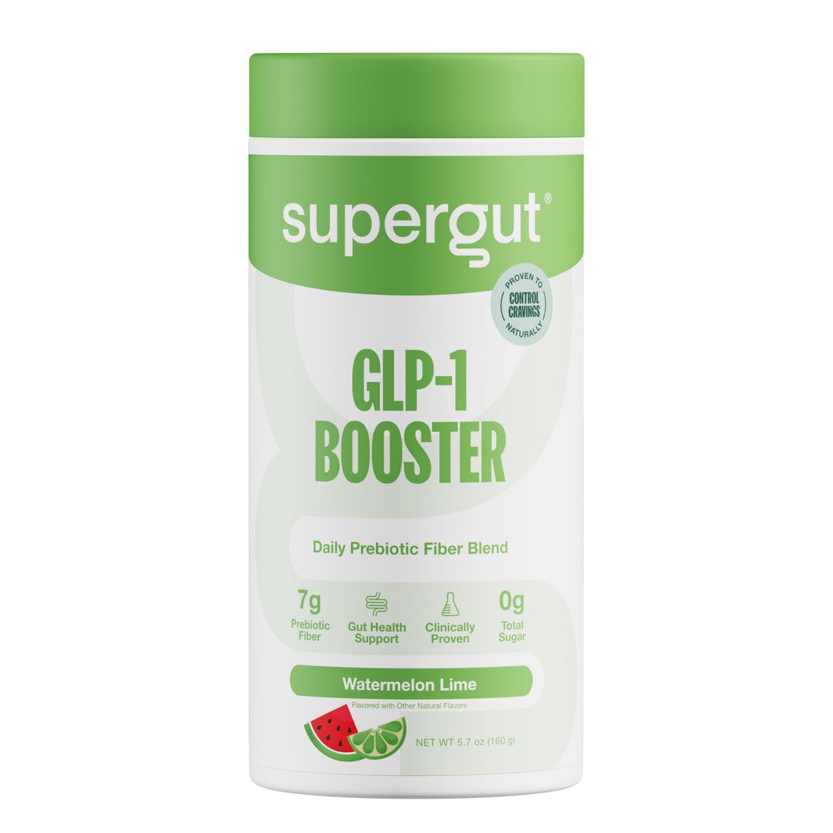 Supergut Gut Healthy Flavored GLP-1 Booster, Watermelon Lime - High Fiber GLP-1 Supplement Powder for Women & Men - Sugar-Free Drink Mix for Gut Health & Digestive Support (18 Servings)