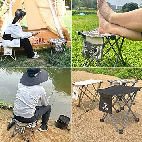 Opliy Camping Stool, Folding Small Chair Portable Camp Stool for Camping Fishing Hiking Gardening and Beach, Camping Seat with Carry Bag (Gray)