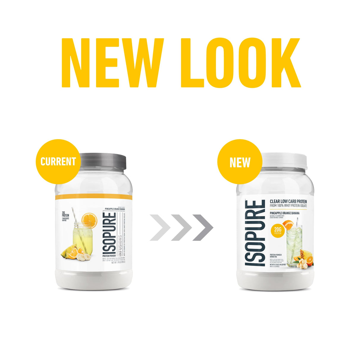 Isopure 100% Pure Whey Isolate Protein Powder Infusions, Lactose Free, Gluten Free, Naturally Flavored, Pineapple Orange Banana, 20g Protein Per Serving, 1.9 Lb, 36 Servings