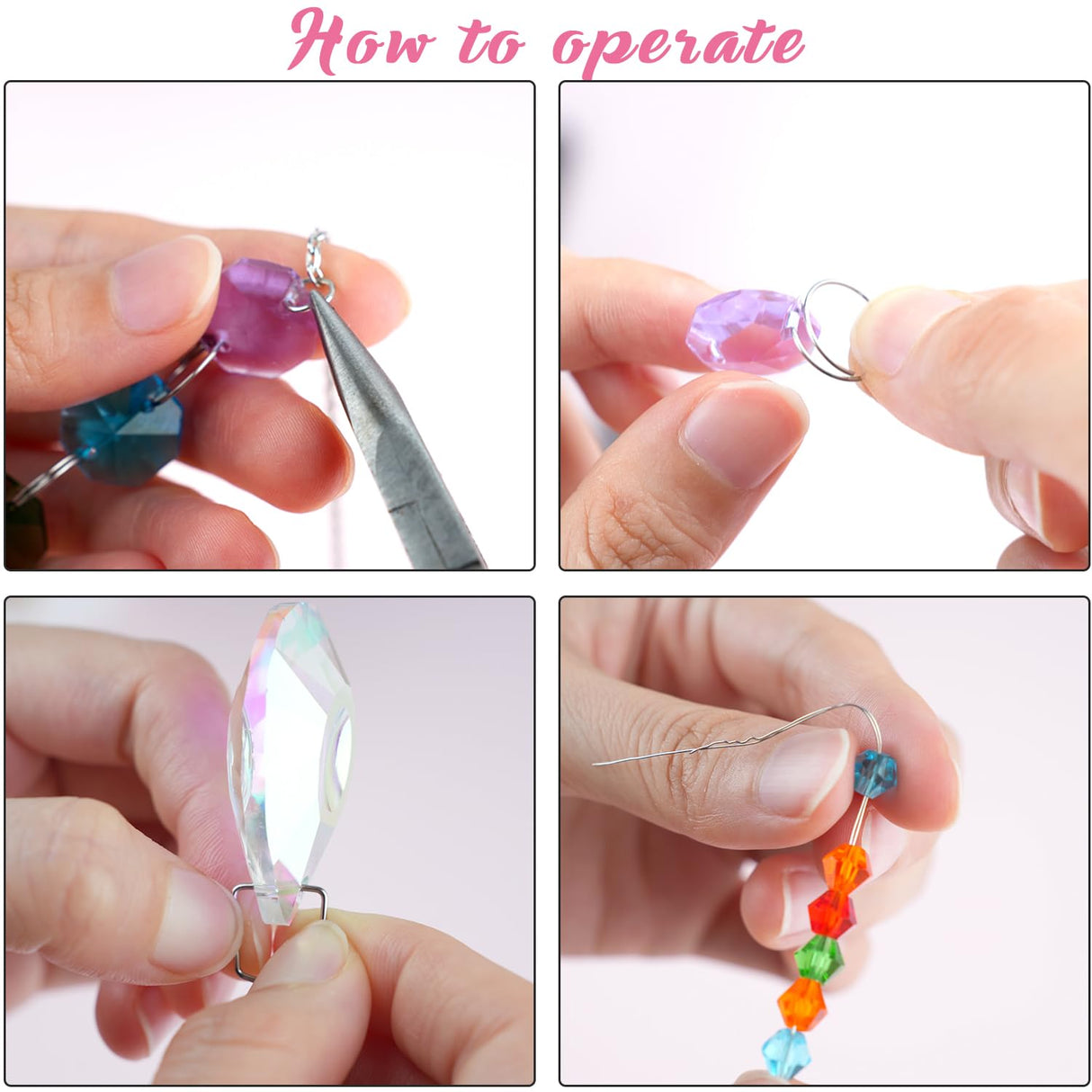 LPKADQA 500PCS DIY Sun Catcher Kit, Crystal Beads for 12 Suncatchers DIY
