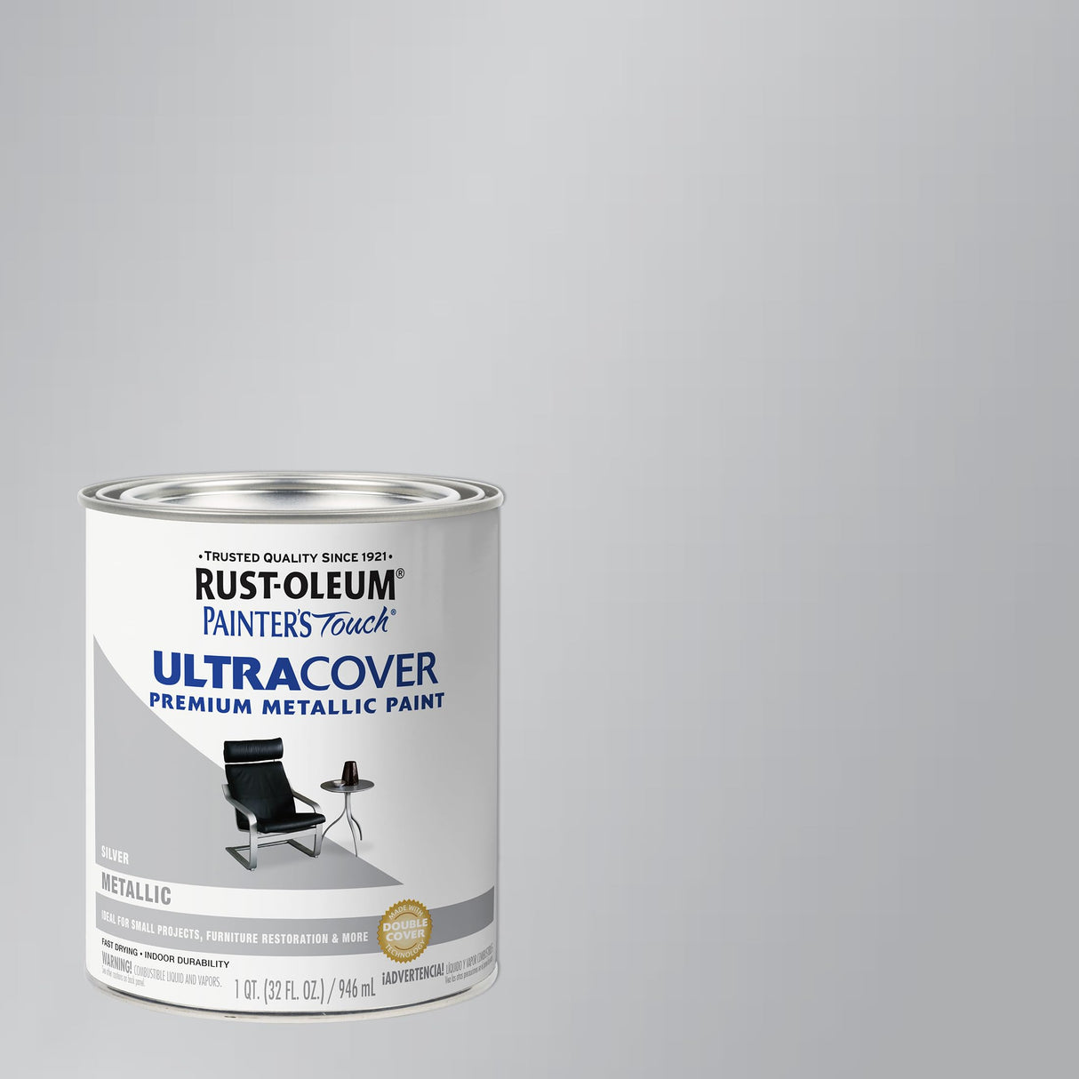 Rust-Oleum 254100 Painter's Touch Latex Paint, Quart, Metallic Silver, Pack of 1