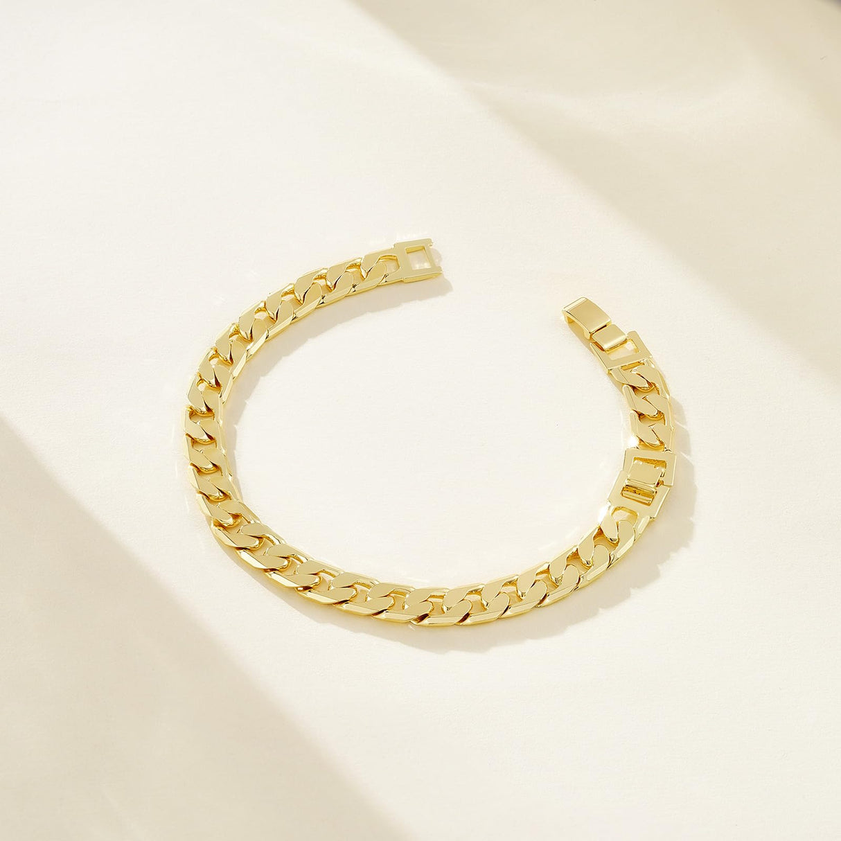 KissYan Gold Ankle Bracelets for Women, 14K Gold Plated Anklets Chunky Cuban Chain Slender Brick Link Summer Beach Foot Jewelry Gifts for Women(C08-G)