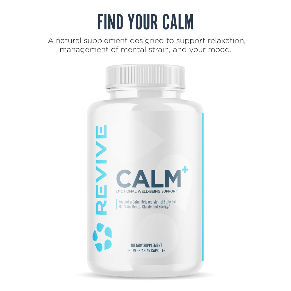 Revive MD Calm, Emotional Well-Being Support Supplement - Stress Management for Men & Women - Mood Enhancement Supplement Promotes Relaxation with L-Theanine, GABA & 5-HTP - 180 Capsules