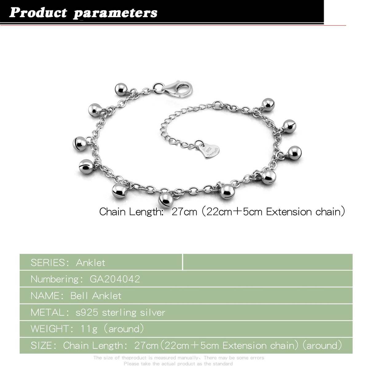 Delicate Women 925 Sterling Silver Ankle Bracelets Cute Bell Chain Beach Anklet Bracelet Boho Adjustable Size Jewelry Gift for her (Anklet, Adjustable Size)