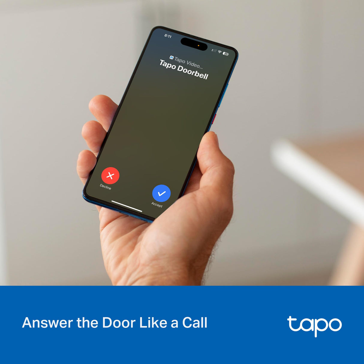 Tapo 2K Wireless Smart Video Doorbell - 160ยฐ Ultra-Wide View, Person Detection, 2-Way Talk, Ring Call, Night Vision, Subscription-Free Local Storage or Optional Cloud, D205